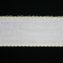 Aidaband 5 cm wit rand geel 20 meter