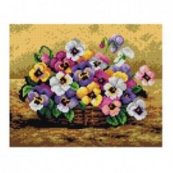 Mand met viooltjes 2213H 24x30 cm